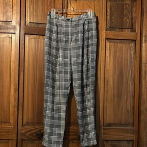 Black and White Dress Pants with Classic Plaid Design